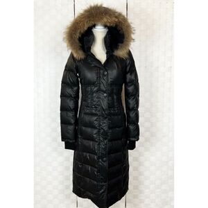 RUDSAK Black Puffer Coat with Brown Fur Trim